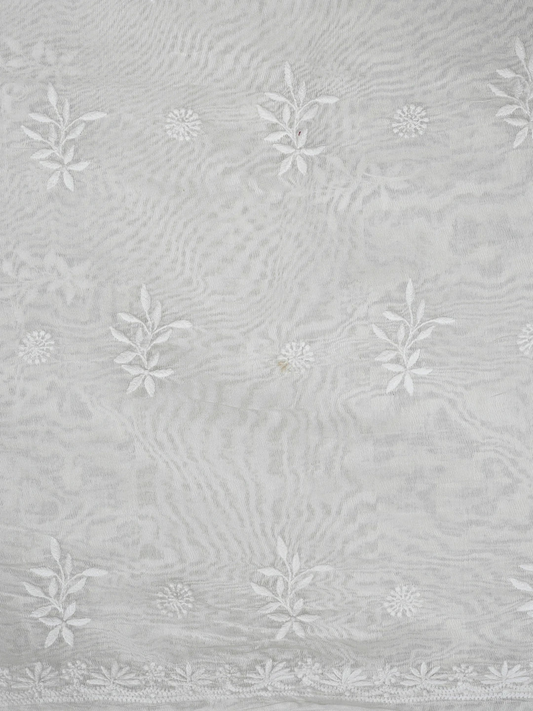 Ada Hand Embroidered White Chanderi Lucknowi Chikankari Unstitched Kurta Dupatta Set 01A417486