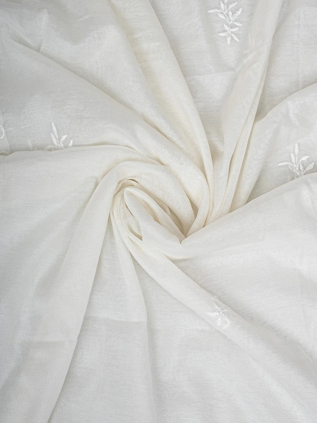 Ada Hand Embroidered White Chanderi Lucknowi Chikankari Unstitched Kurta Dupatta Set 01A417486