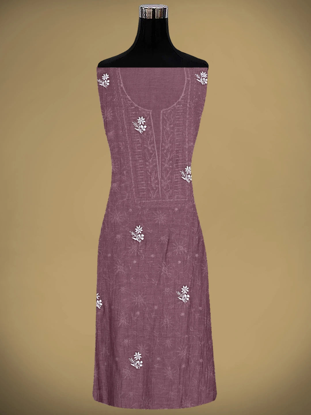 Ada Hand Embroidered Mauve Chanderi Lucknowi Chikankari Unstitched Kurta Dupatta Set With Cutdana Work 01A837849