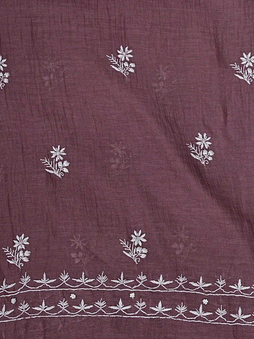 Ada Hand Embroidered Mauve Chanderi Lucknowi Chikankari Unstitched Kurta Dupatta Set With Cutdana Work 01A837849