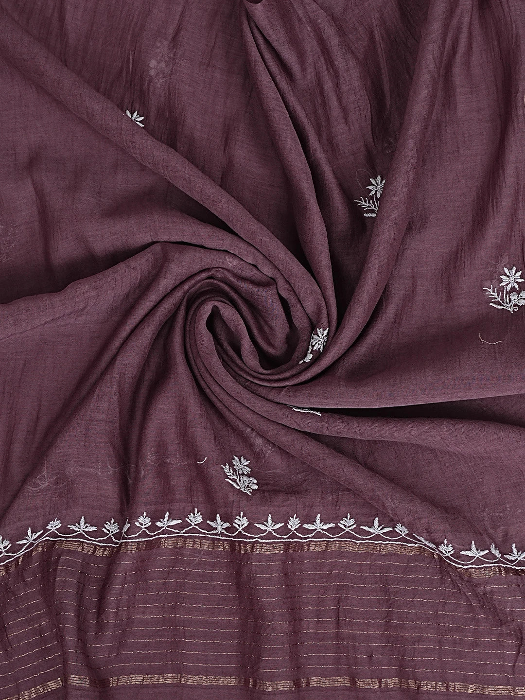 Ada Hand Embroidered Mauve Chanderi Lucknowi Chikankari Unstitched Kurta Dupatta Set With Cutdana Work 01A837849