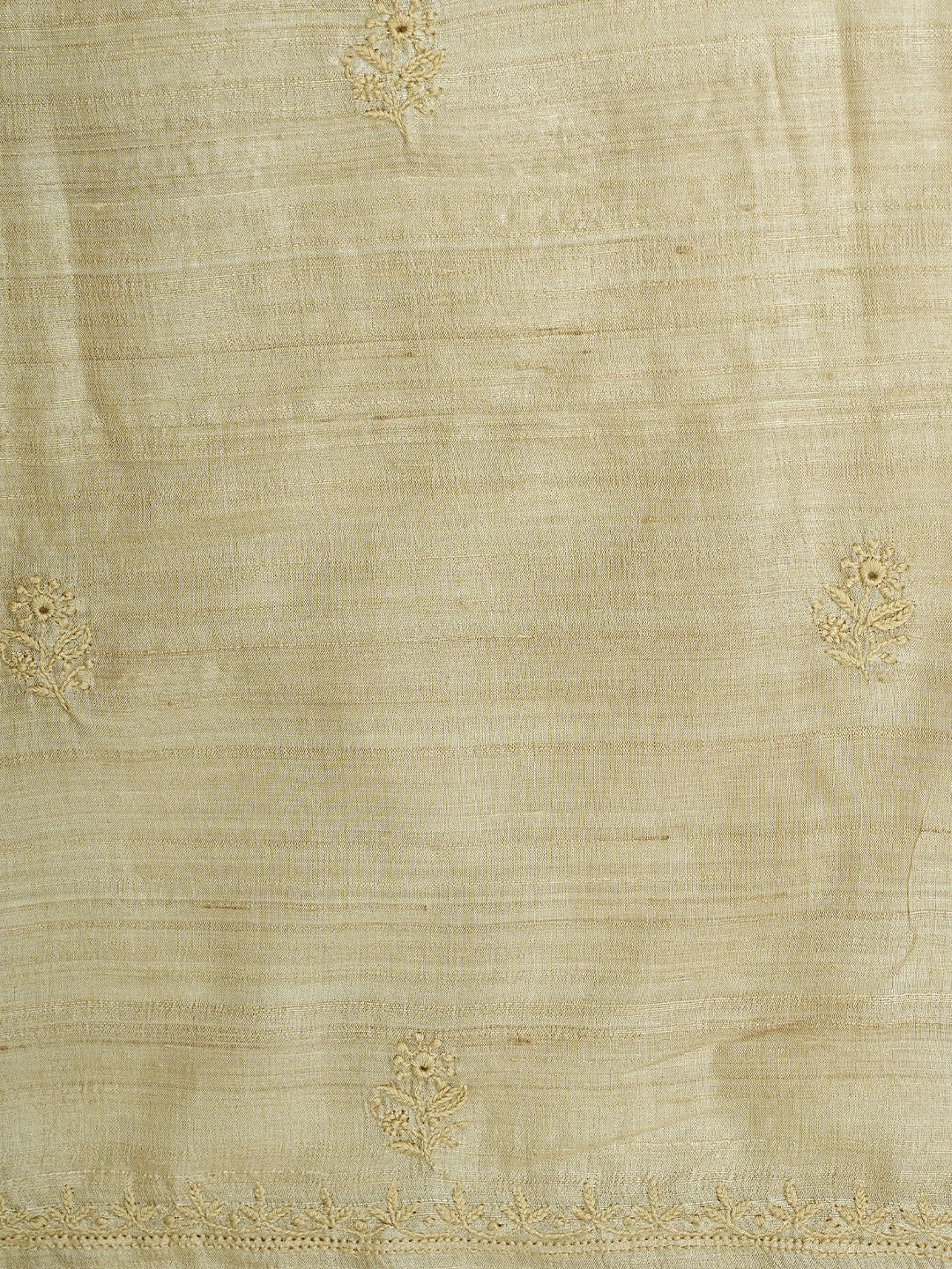 Ada Hand Embroidered Fawn Tusser Silk Lucknowi Chikankari Unstitched Kurta Dupatta Set 01A907311