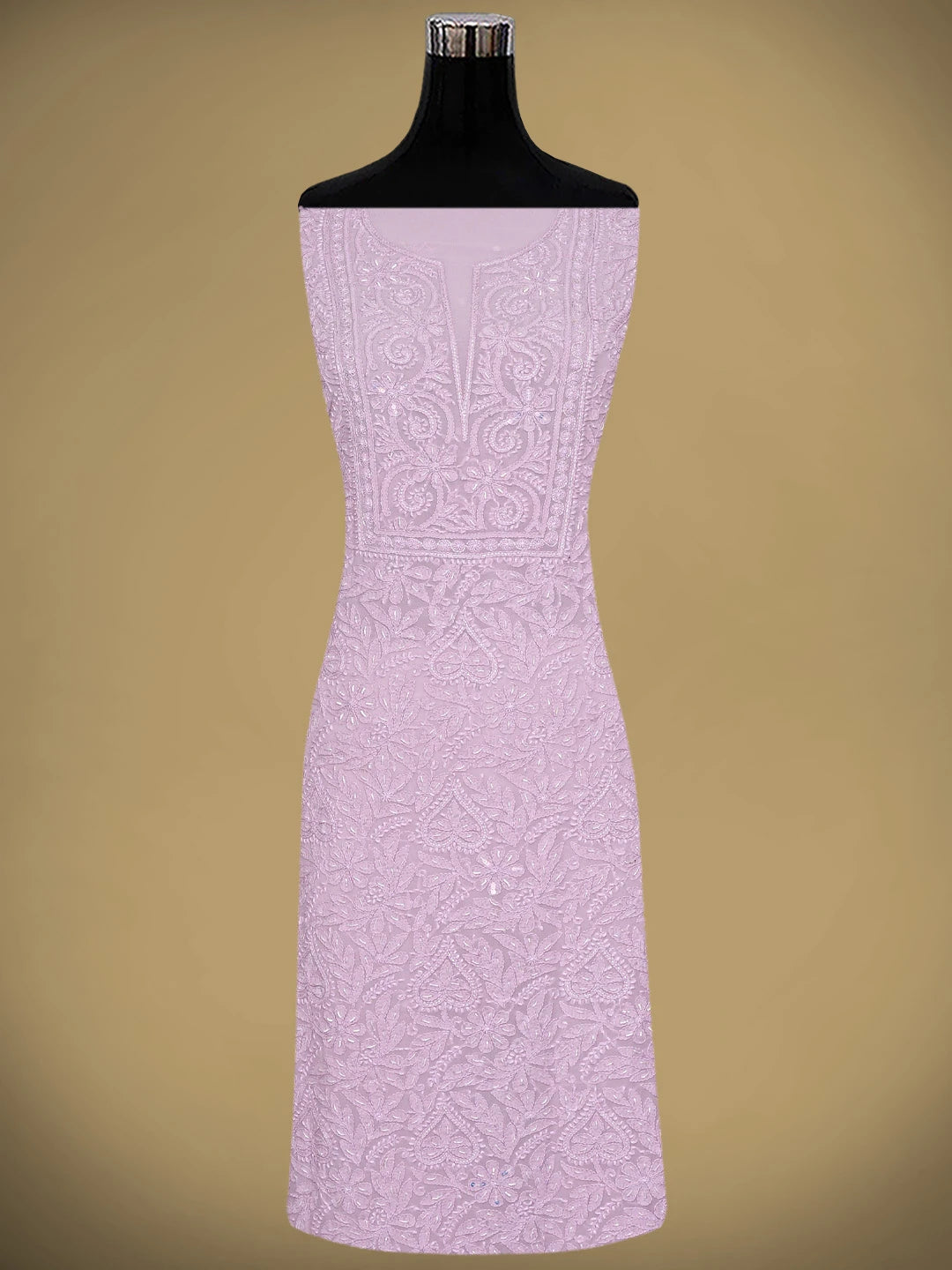 Ada Hand Embroidered Lavender Viscose Georgette Lucknowi Chikankari Unstitched Kurta Dupatta Set With Cutdana Work 01A893845