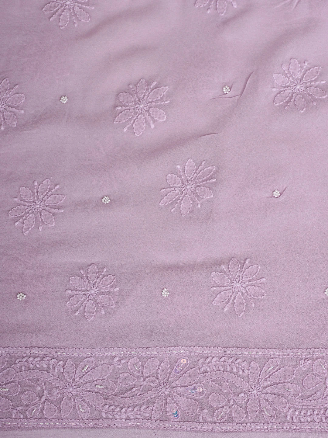 Ada Hand Embroidered Lavender Viscose Georgette Lucknowi Chikankari Unstitched Kurta Dupatta Set With Cutdana Work 01A893845
