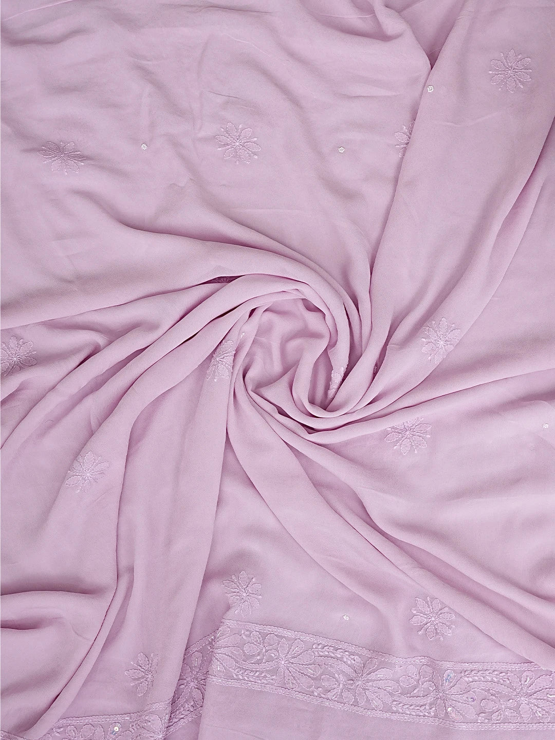 Ada Hand Embroidered Lavender Viscose Georgette Lucknowi Chikankari Unstitched Kurta Dupatta Set With Cutdana Work 01A893845