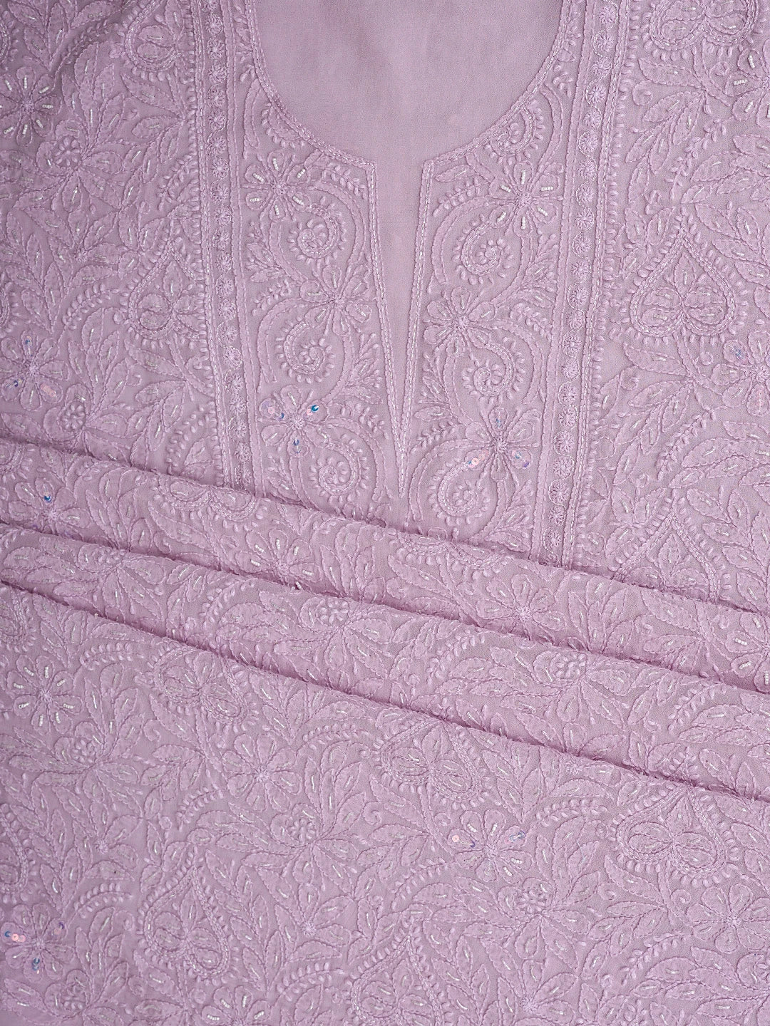 Ada Hand Embroidered Lavender Viscose Georgette Lucknowi Chikankari Unstitched Kurta Dupatta Set With Cutdana Work 01A893845