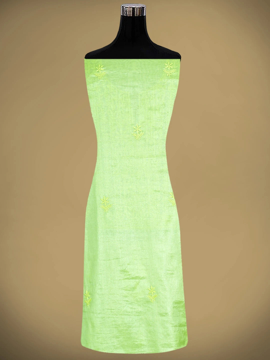 Ada Hand Embroidered Pista Green Tissue Lucknowi Chikankari Kurta Dupatta Set 01A901630