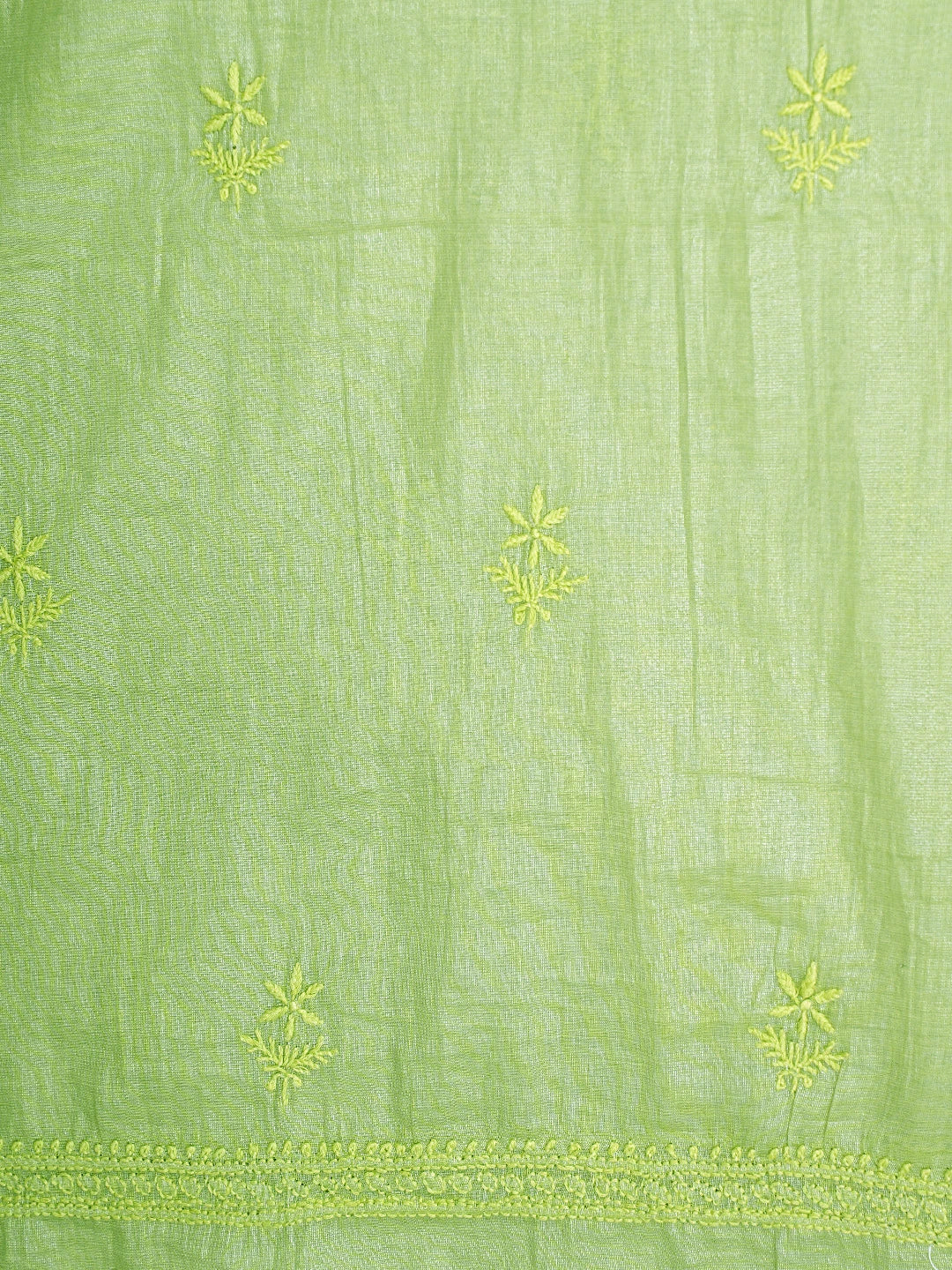 Ada Hand Embroidered Pista Green Tissue Lucknowi Chikankari Kurta Dupatta Set 01A901630