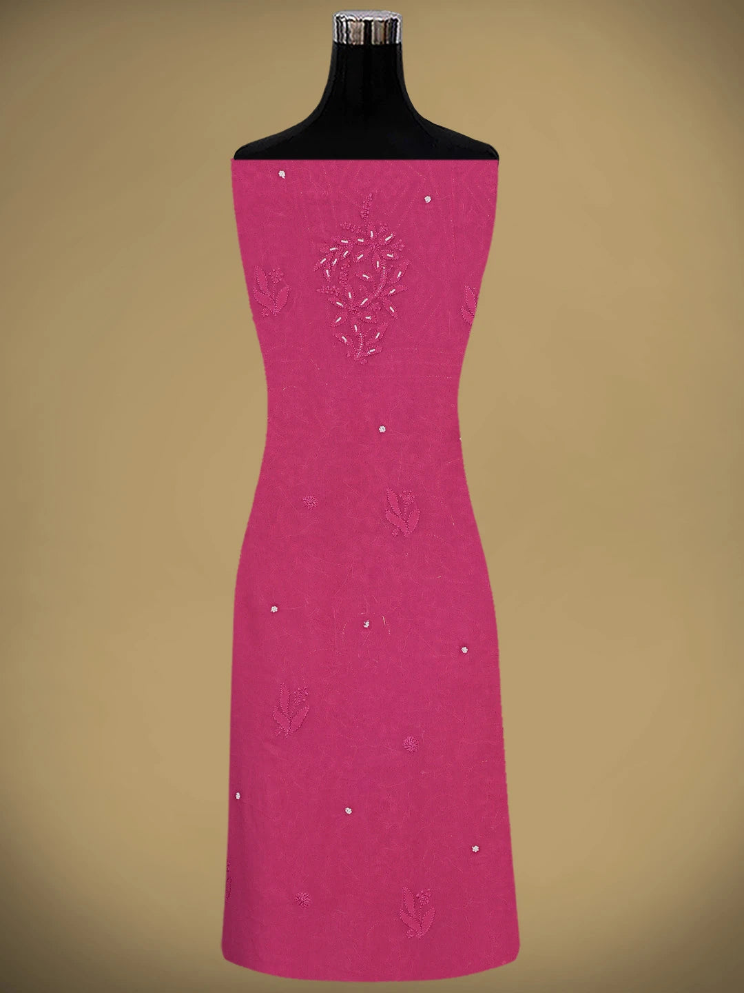 Ada Hand Embroidered Magenta Viscose Georgette Lucknowi Chikankari Unstitched Kurta Dupatta Set With Pearl Work 01A893621