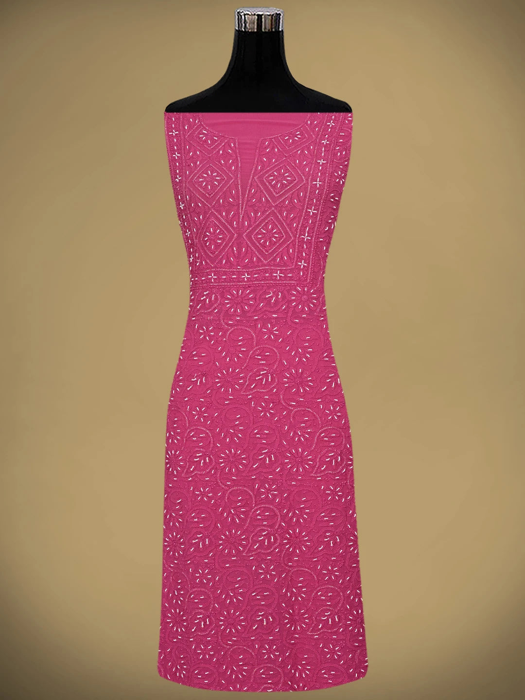 Ada Hand Embroidered Magenta Viscose Georgette Lucknowi Chikankari Unstitched Kurta Dupatta Set With Pearl Work 01A893621