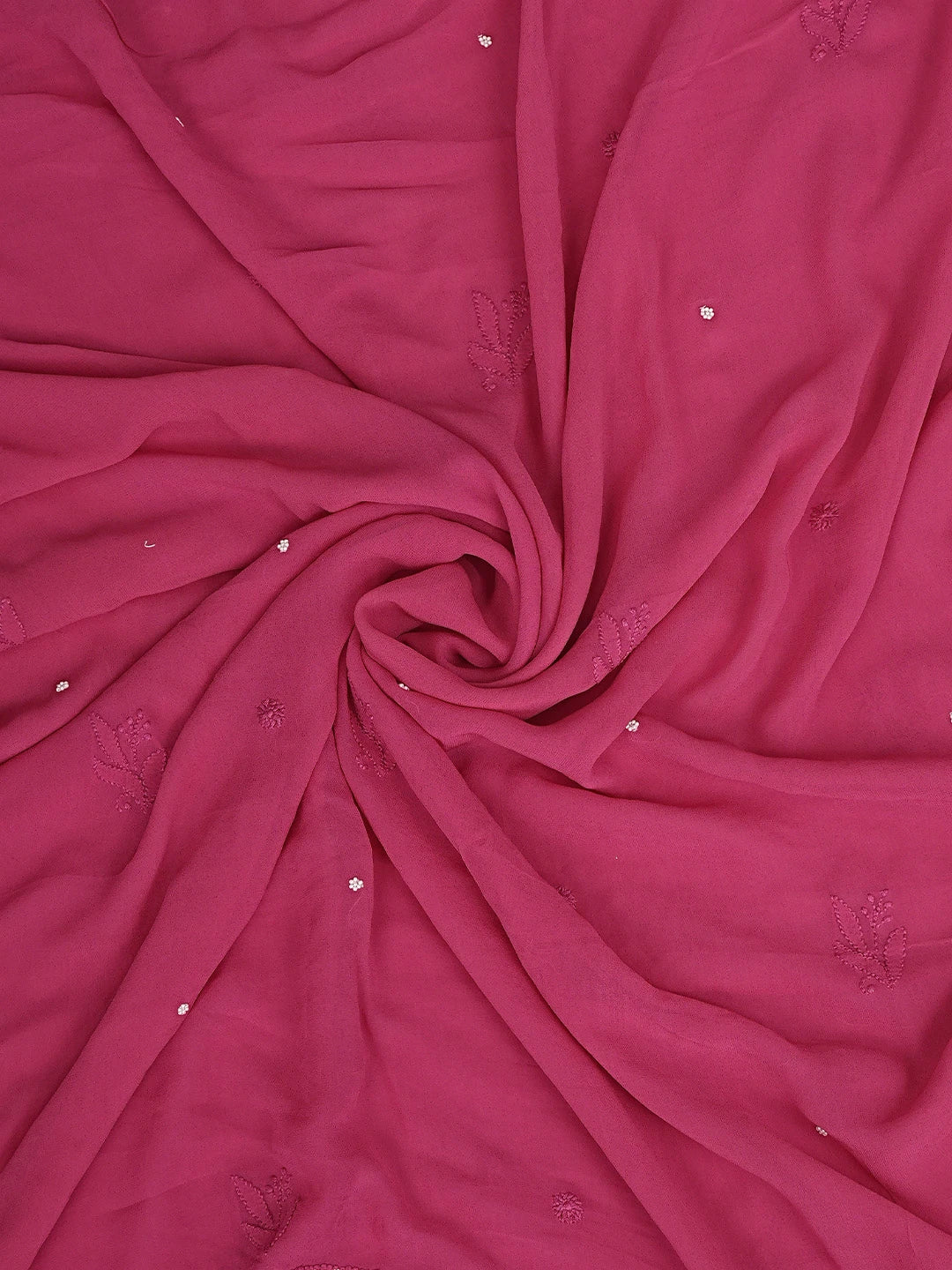 Ada Hand Embroidered Magenta Viscose Georgette Lucknowi Chikankari Unstitched Kurta Dupatta Set With Pearl Work 01A893621