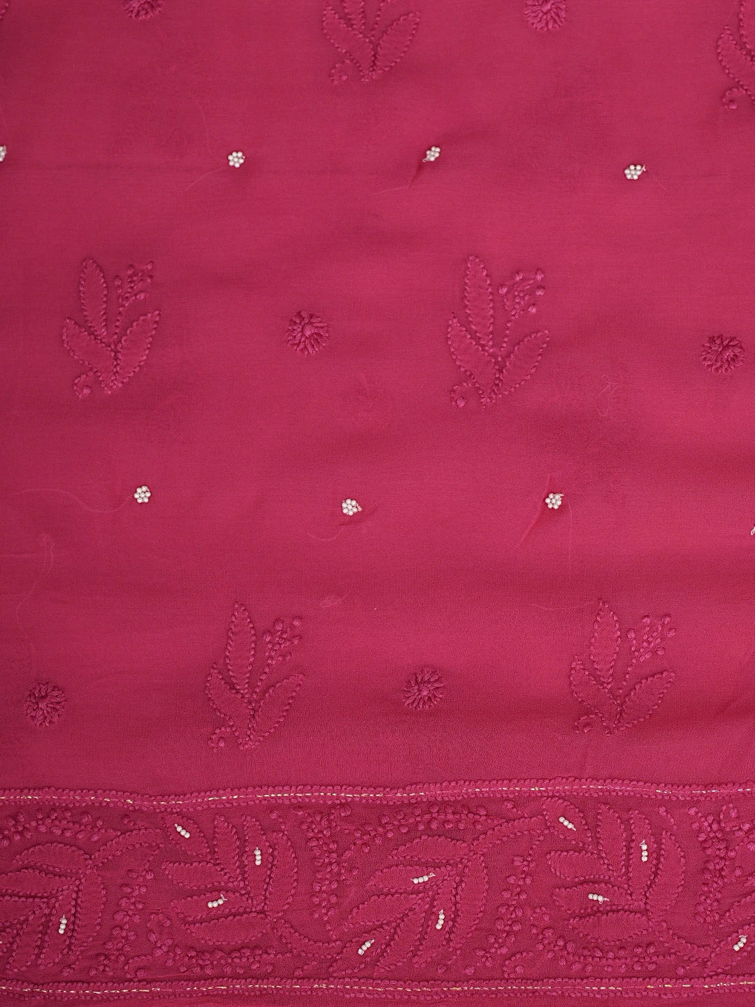 Ada Hand Embroidered Magenta Viscose Georgette Lucknowi Chikankari Unstitched Kurta Dupatta Set With Pearl Work 01A893621