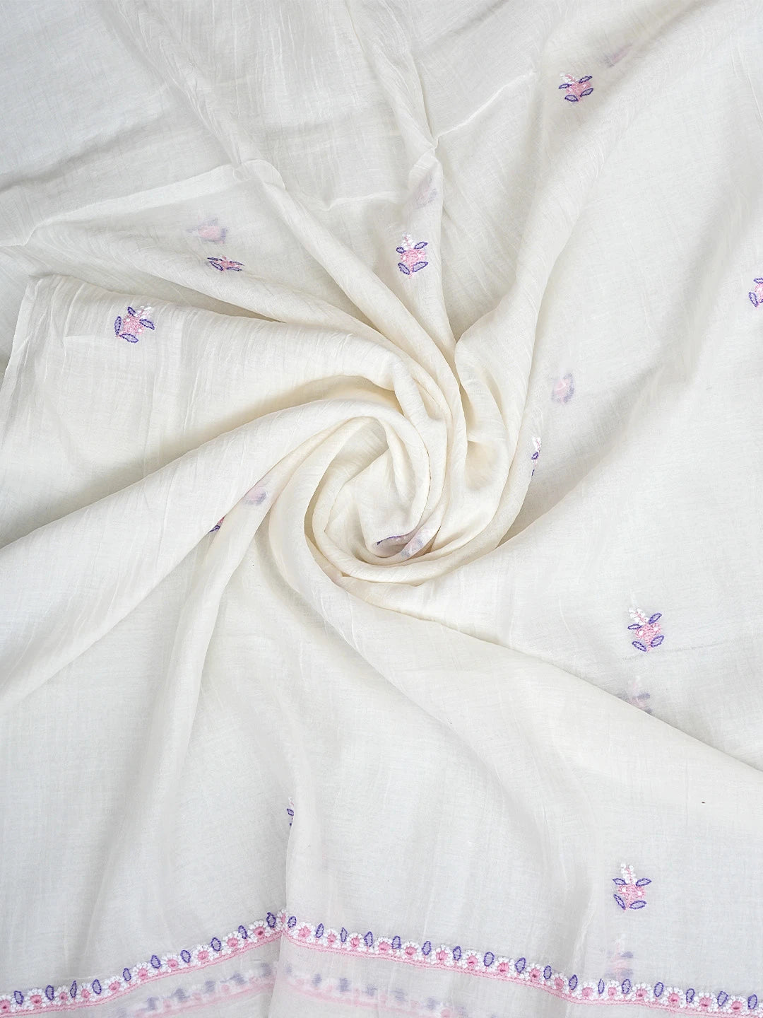 Ada Hand Embroidered White Cornsilk Chanderi Lucknowi Chikankari Kurta Dupatta Set 01A903865