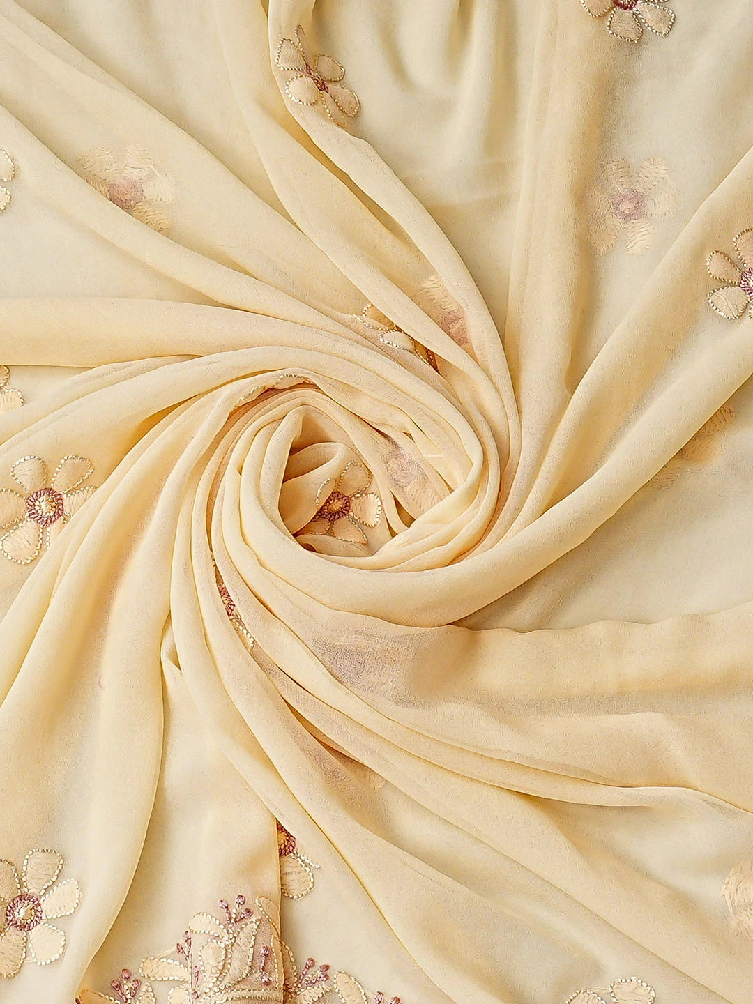 Ada Hand Embroidered Light Peach Georgette Lucknowi Chikankari Unstitched Suit Piece 01A884050
