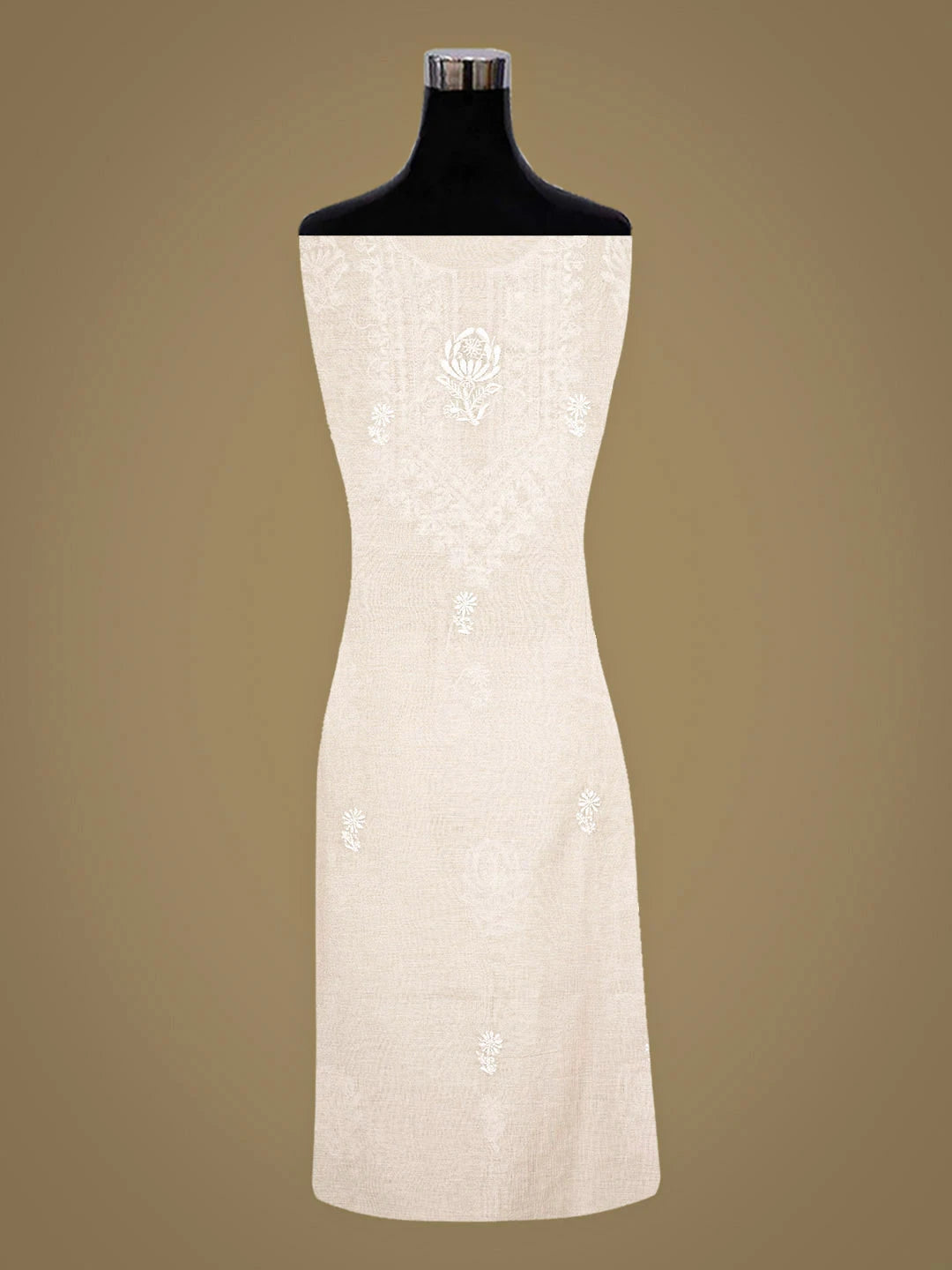 Ada Hand Embroidered Light Grey Tissue Lucknowi Chikankari Unstitched Kurta Dupatta Set 01A899290