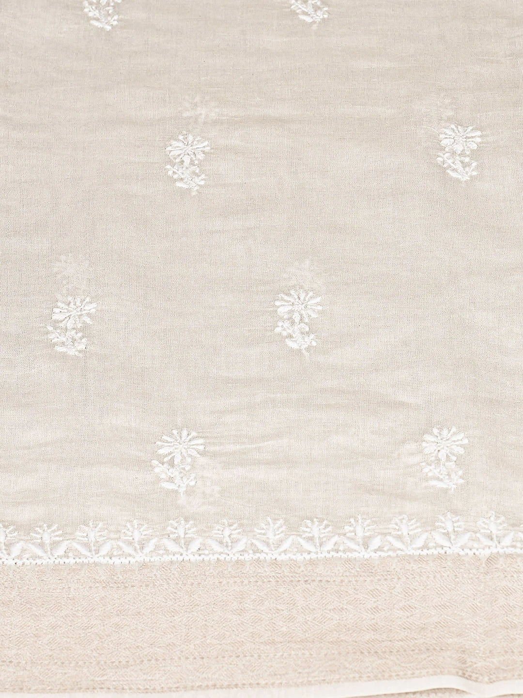 Ada Hand Embroidered Light Grey Tissue Lucknowi Chikankari Unstitched Kurta Dupatta Set 01A899290