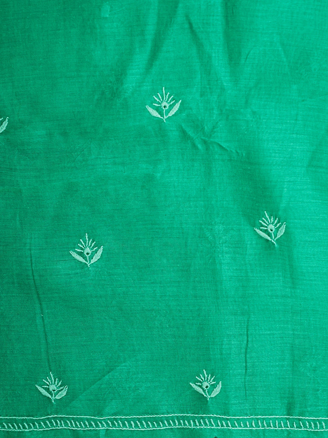 Ada Hand Embroidered Rama Green Chanderi Lucknowi Chikankari Kurta Dupatta Set 01A907310