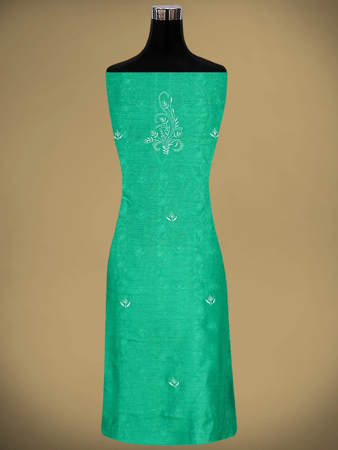 Ada Hand Embroidered Rama Green Chanderi Lucknowi Chikankari Kurta Dupatta Set 01A907310