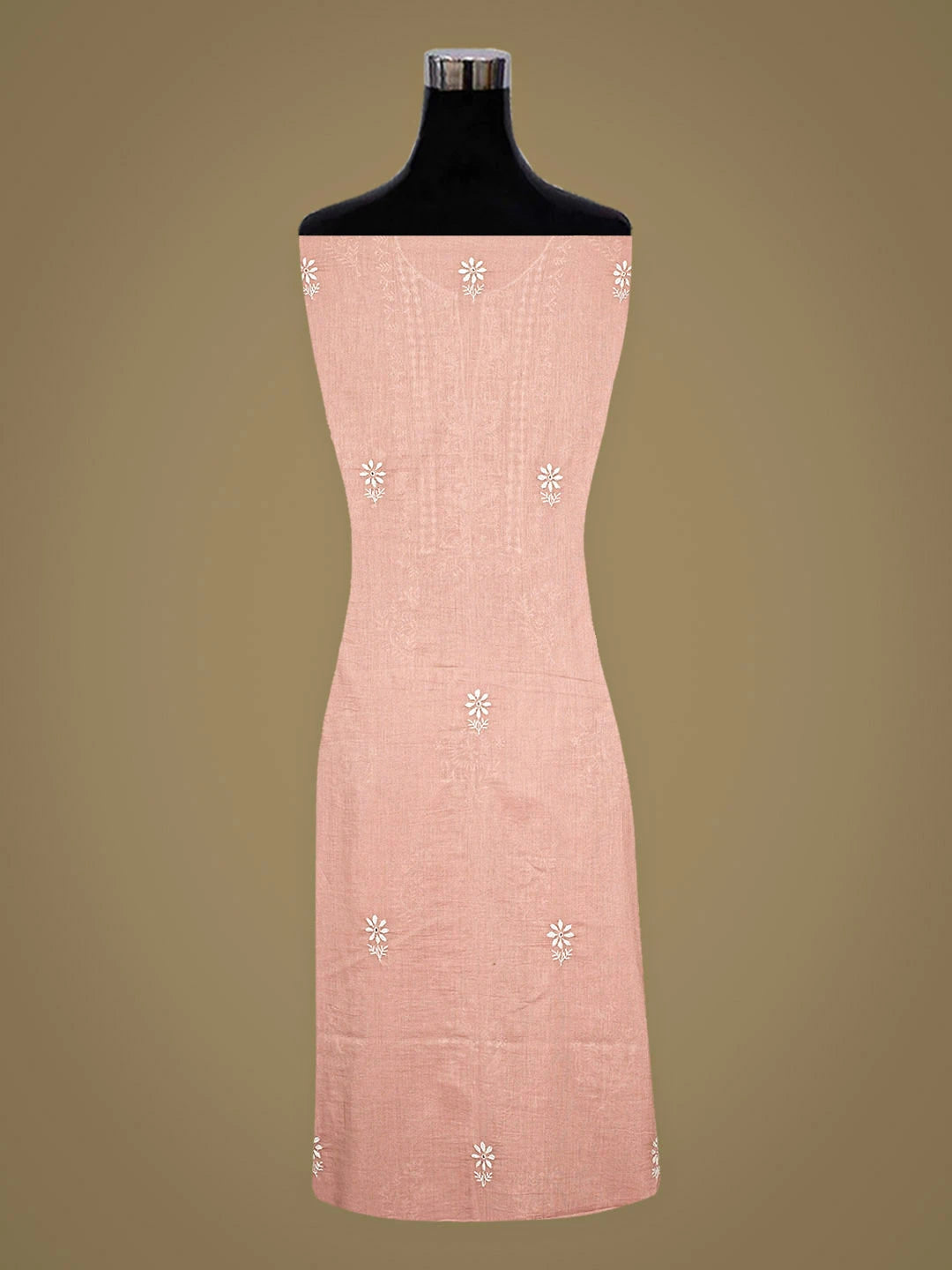 Ada Hand Embroidered Dusty Pink Cotton Lucknowi Chikankari Unstitched Kurta Dupatta Set 01A426527