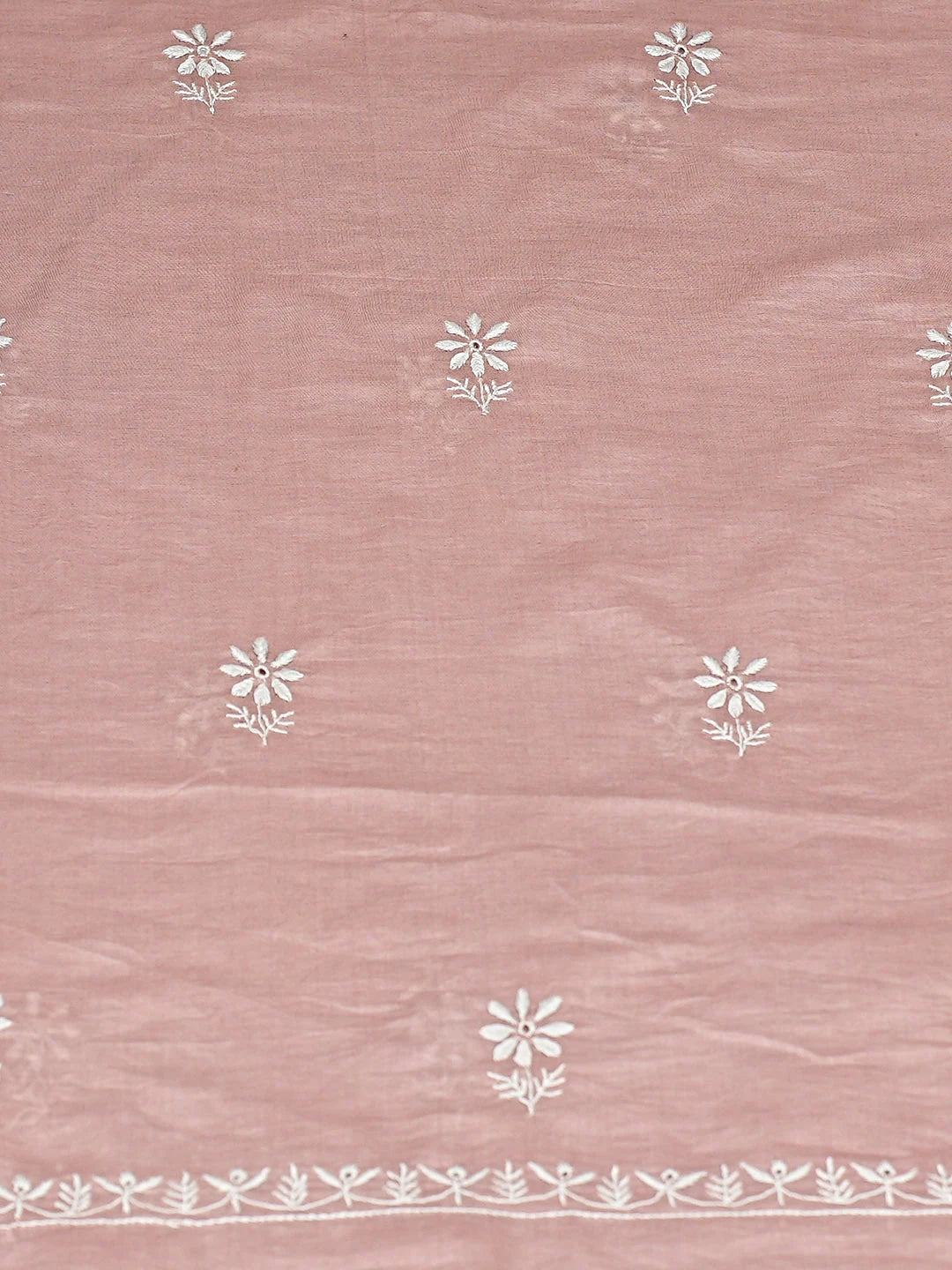 Ada Hand Embroidered Dusty Pink Cotton Lucknowi Chikankari Unstitched Kurta Dupatta Set 01A426527