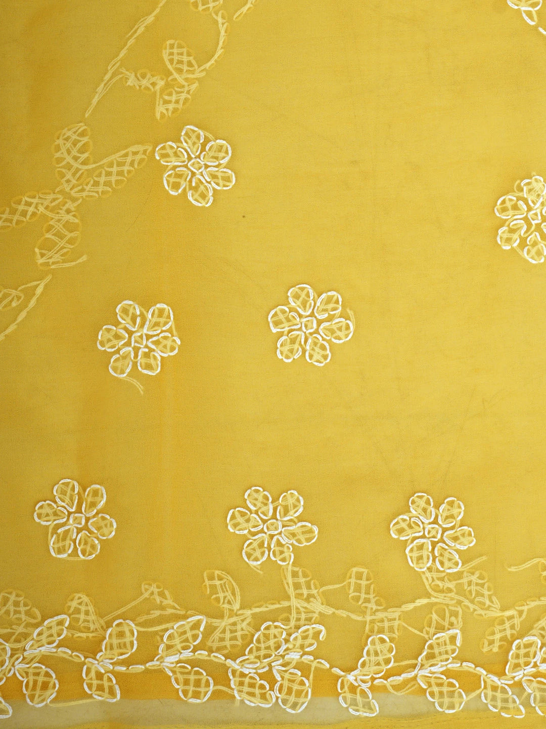 Ada Hand Embroidered Yellow Georgette Lucknowi Chikankari Saree and Blouse 01A916535