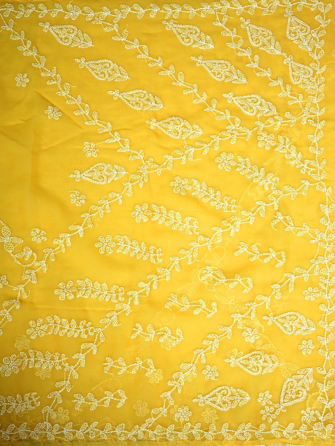 Ada Hand Embroidered Yellow Georgette Lucknowi Chikankari Saree and Blouse 01A916535