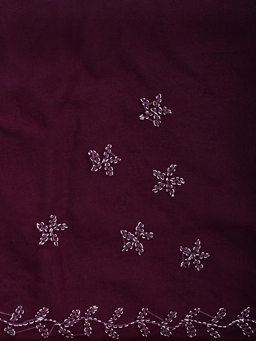 Ada Hand Embroidered Wine Georgette Lucknowi Chikankari Saree and Blouse 01A916537