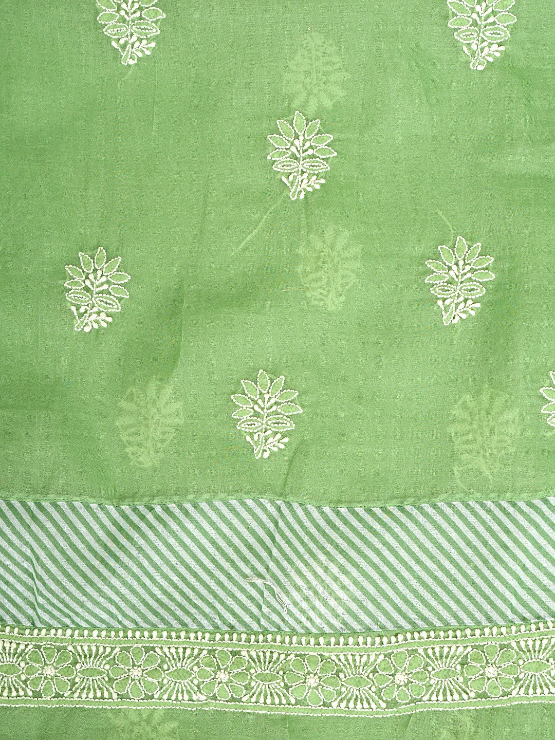 Ada Hand Embroidered Green Cotton Lucknowi Chikankari Unstitched Suit Piece 01A913819