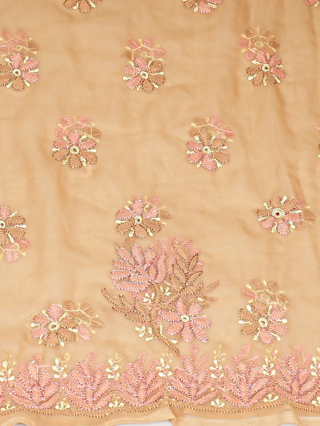 Ada Hand Embroidered Fawn Georgette Lucknowi Chikankari Unstitched Suit Piece 01A884046