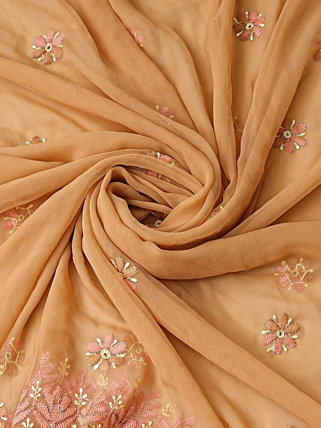 Ada Hand Embroidered Fawn Georgette Lucknowi Chikankari Unstitched Suit Piece 01A884046