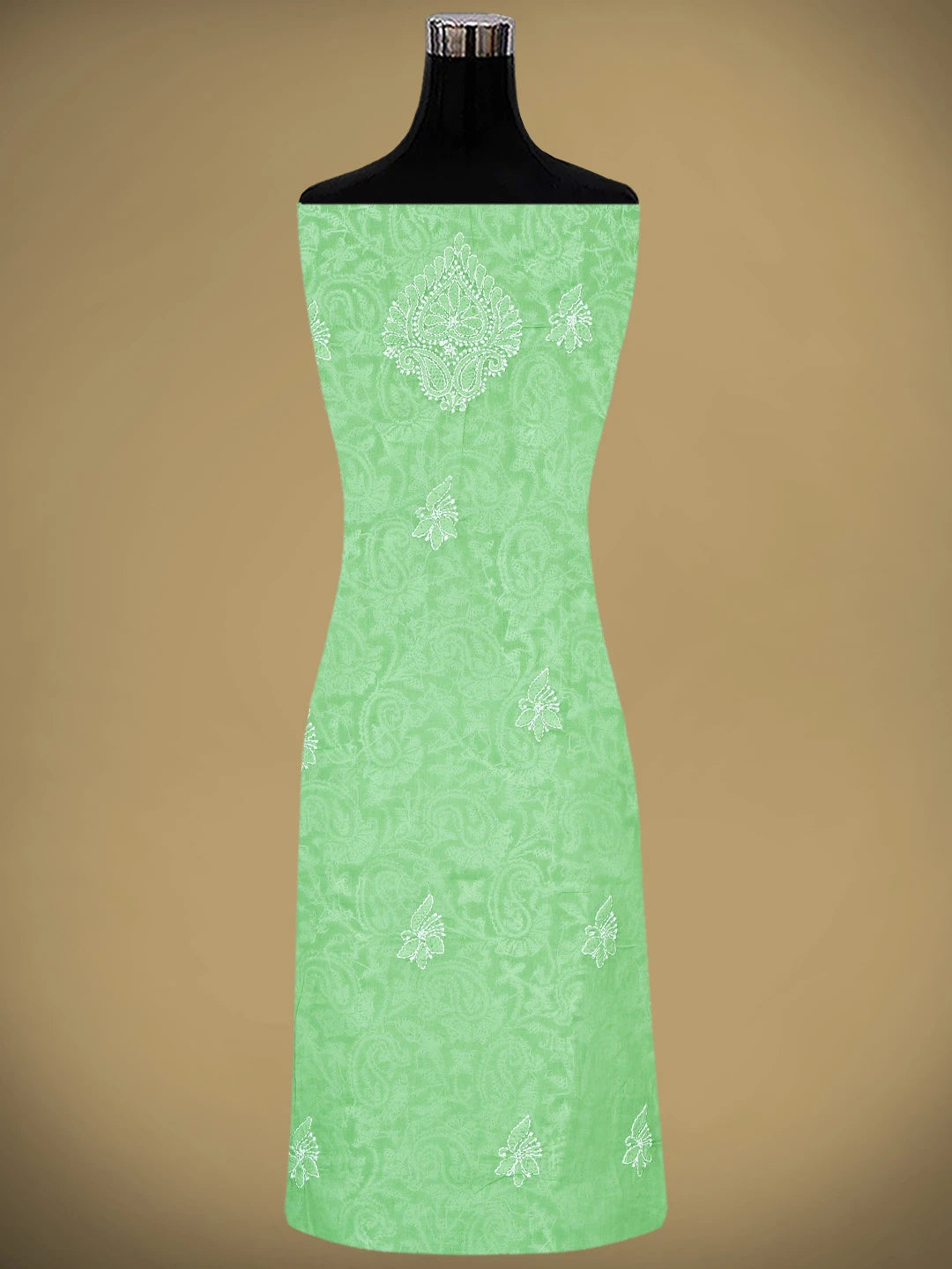 Ada Hand Embroidered Celadon Green Cotton Lucknowi Chikankari Unstitched Suit Piece 01A910846