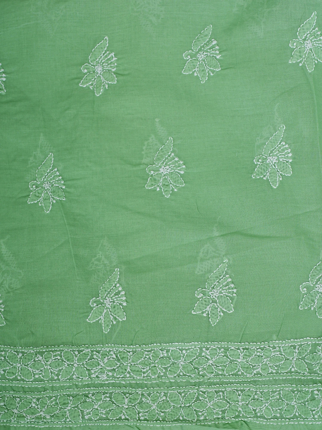 Ada Hand Embroidered Celadon Green Cotton Lucknowi Chikankari Unstitched Suit Piece 01A910846