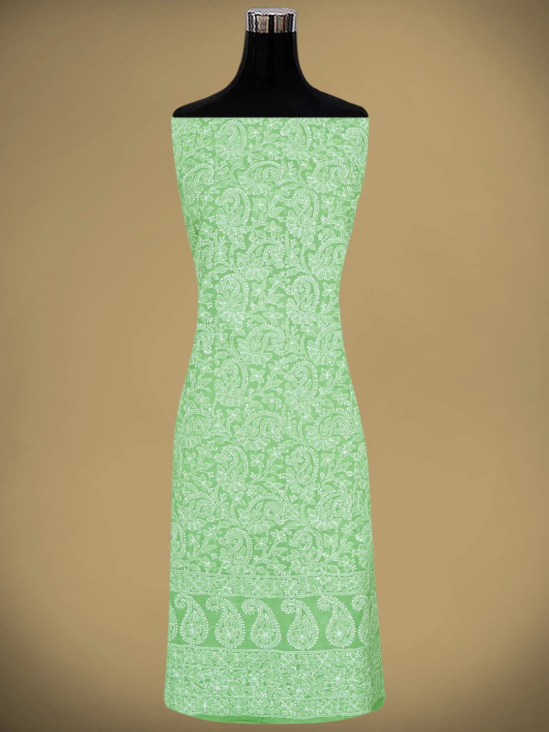 Ada Hand Embroidered Celadon Green Cotton Lucknowi Chikankari Unstitched Suit Piece 01A910846