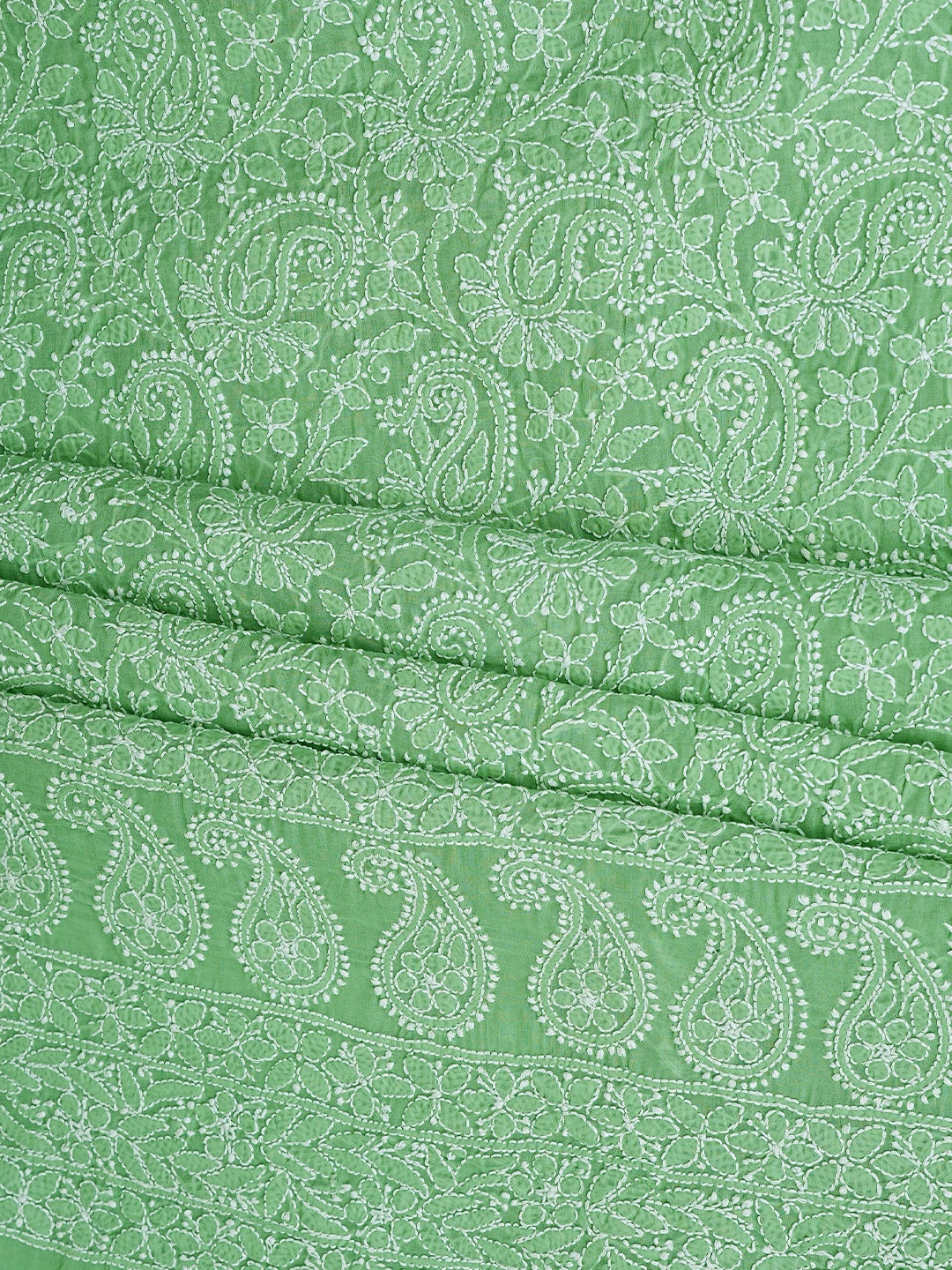 Ada Hand Embroidered Celadon Green Cotton Lucknowi Chikankari Unstitched Suit Piece 01A910846