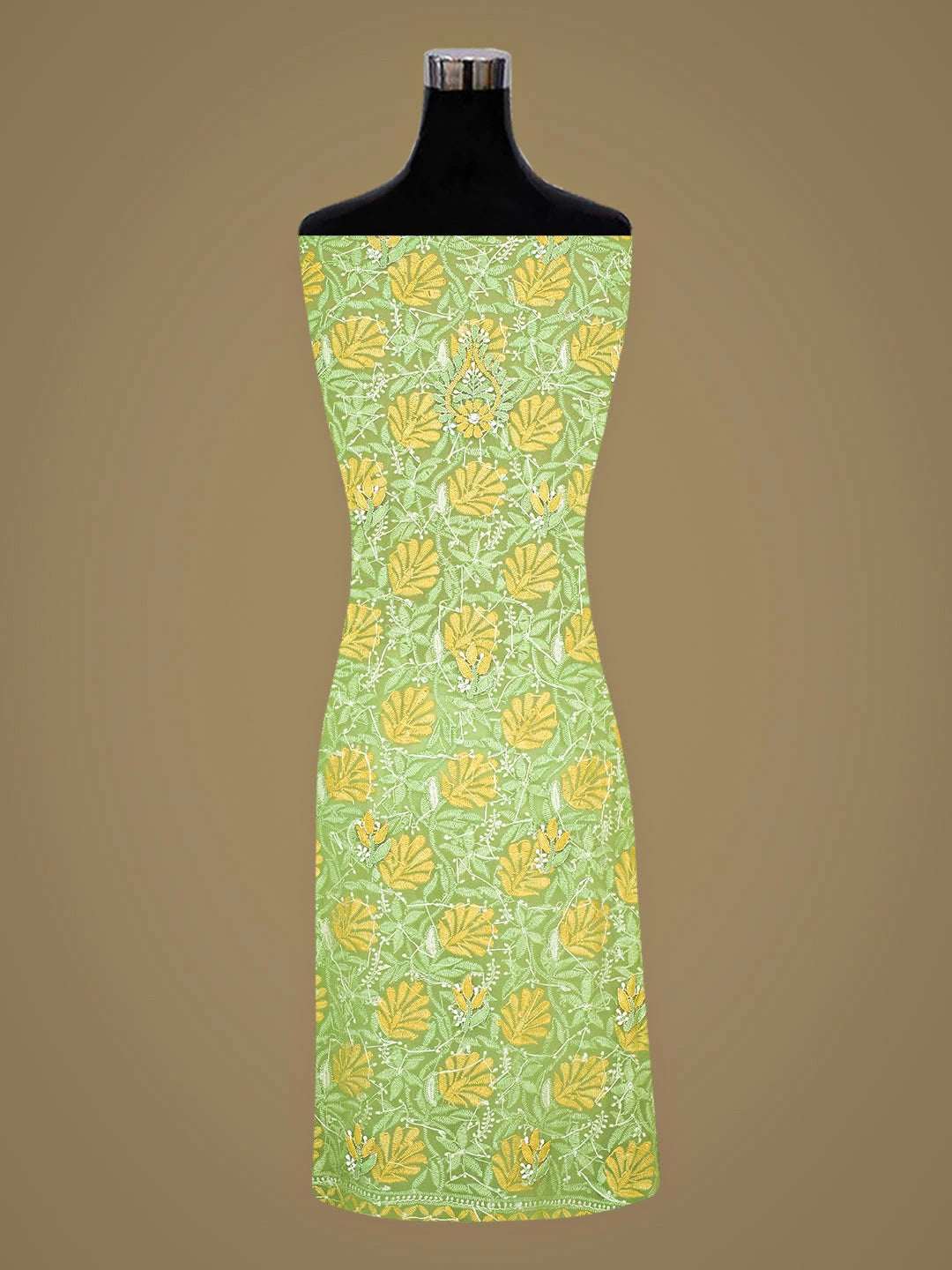 Ada Hand Embroidered Green Georgette Lucknowi Chikankari Unstitched Suit Piece 01A896010