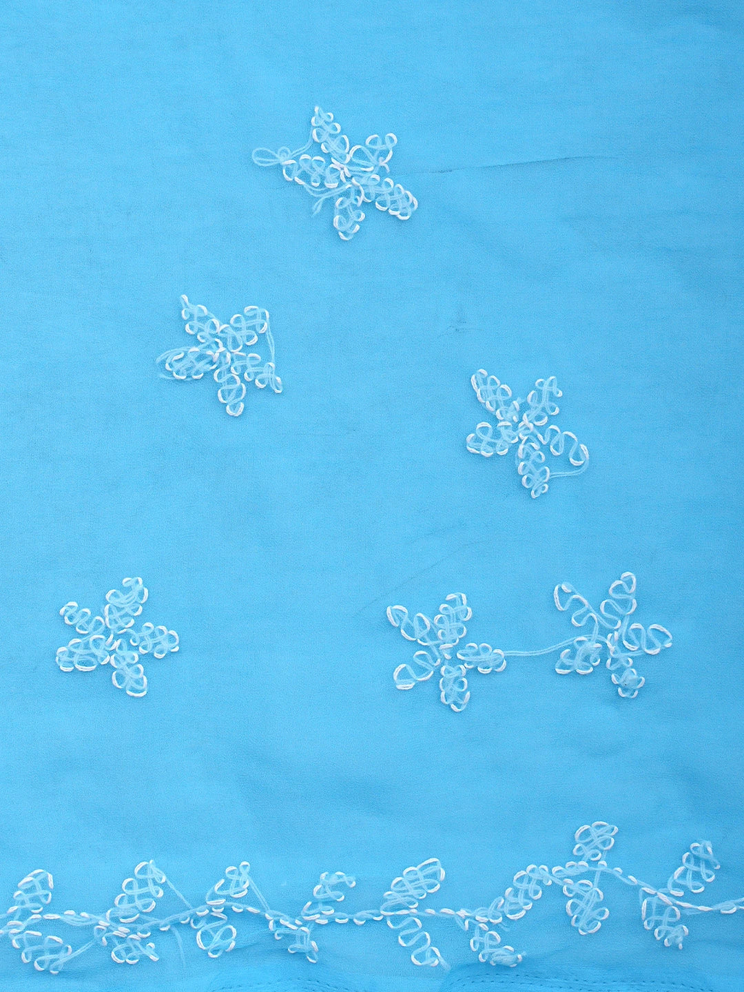 Ada Hand Embroidered Blue Georgette Lucknowi Chikankari Saree and Blouse 01A916541