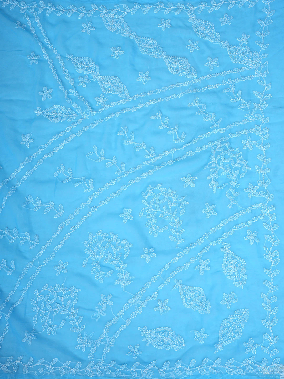 Ada Hand Embroidered Blue Georgette Lucknowi Chikankari Saree and Blouse 01A916541