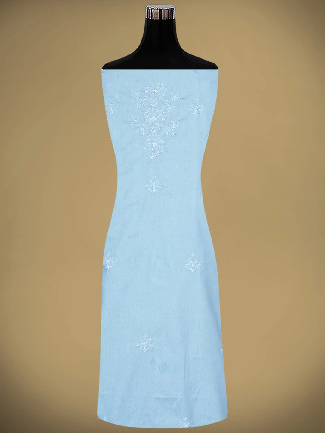 Ada Hand Embroidered Sky Blue Cotton Lucknowi Chikankari Unstitched Suit Piece 01A914761