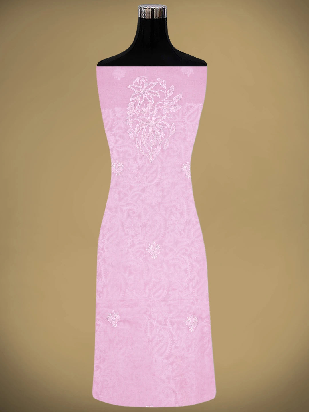 Ada Hand Embroidered Pink Cotton Lucknowi Chikankari Unstitched Suit Piece 01A910864