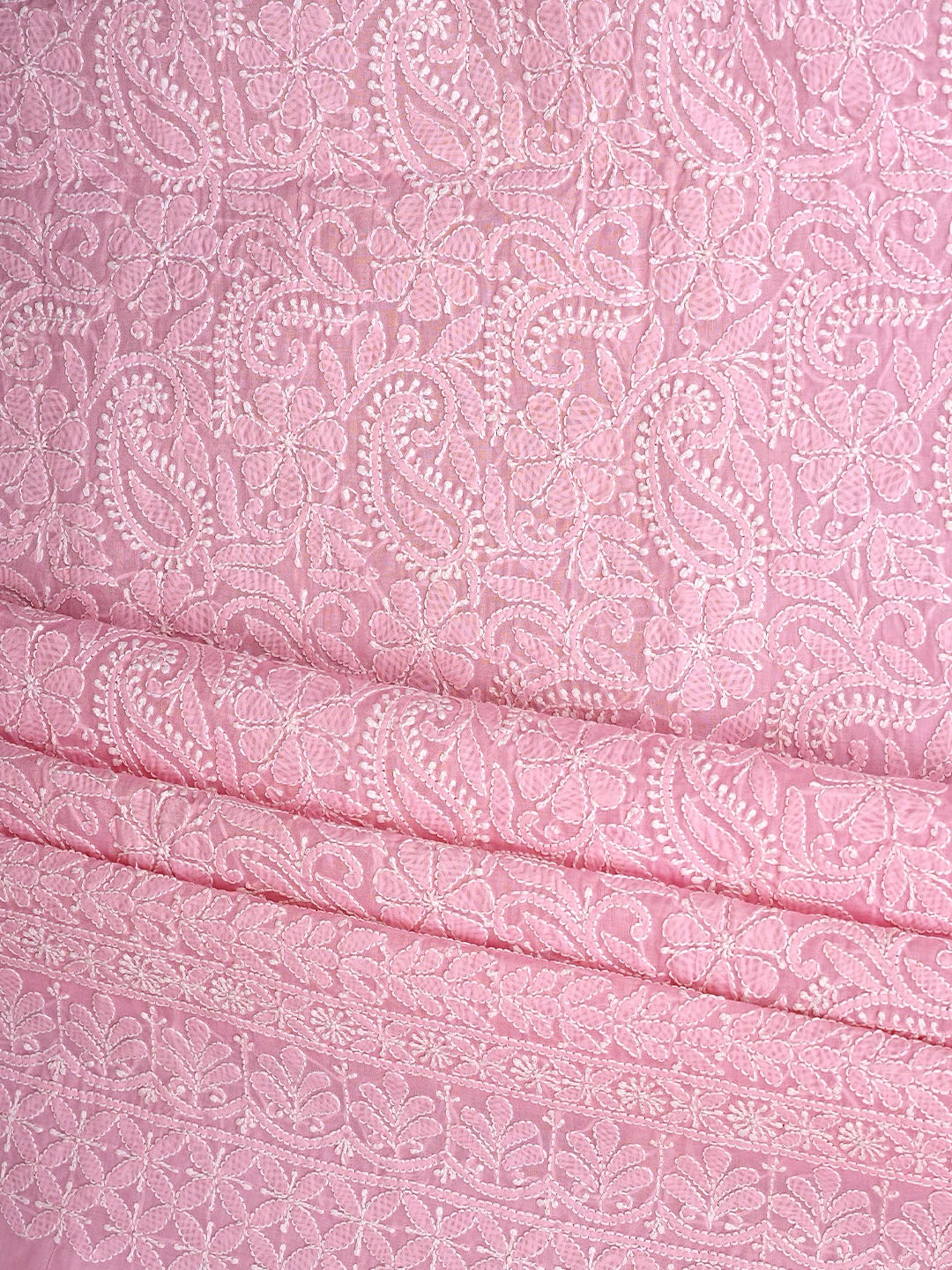 Ada Hand Embroidered Pink Cotton Lucknowi Chikankari Unstitched Suit Piece 01A910864