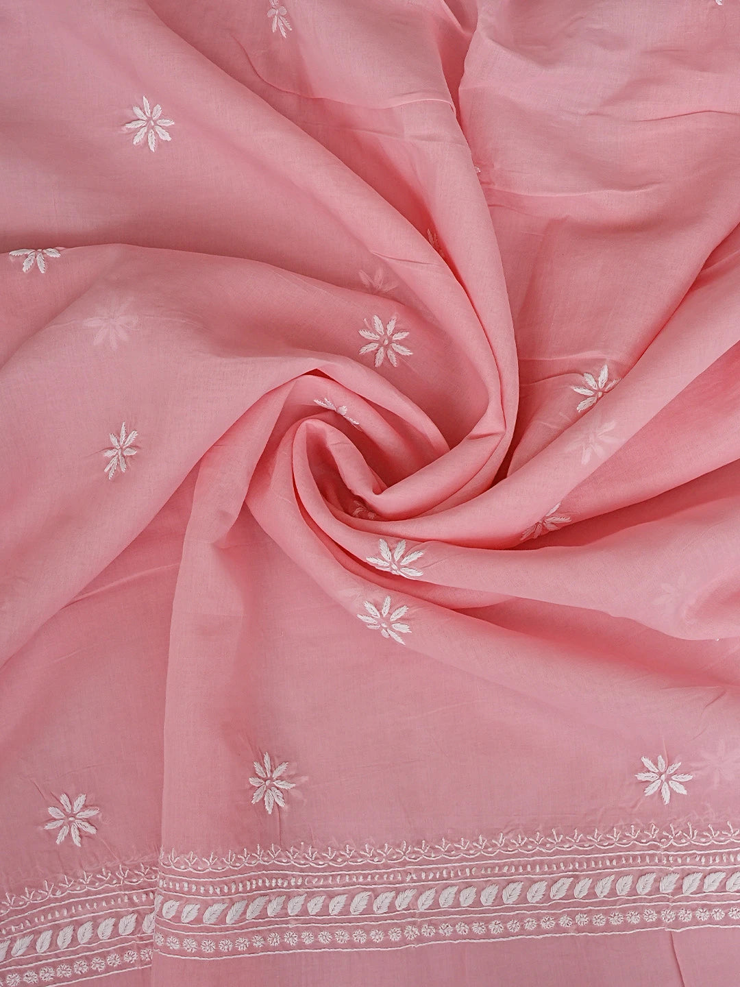 Ada Hand Embroidered Peach Cotton Lucknowi Chikankari Unstitched Suit Piece 01A914962