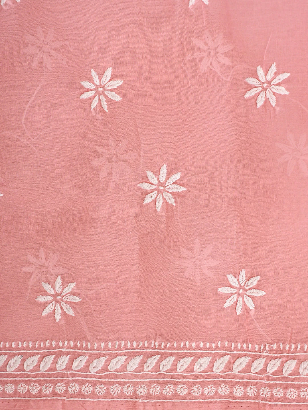 Ada Hand Embroidered Peach Cotton Lucknowi Chikankari Unstitched Suit Piece 01A914962