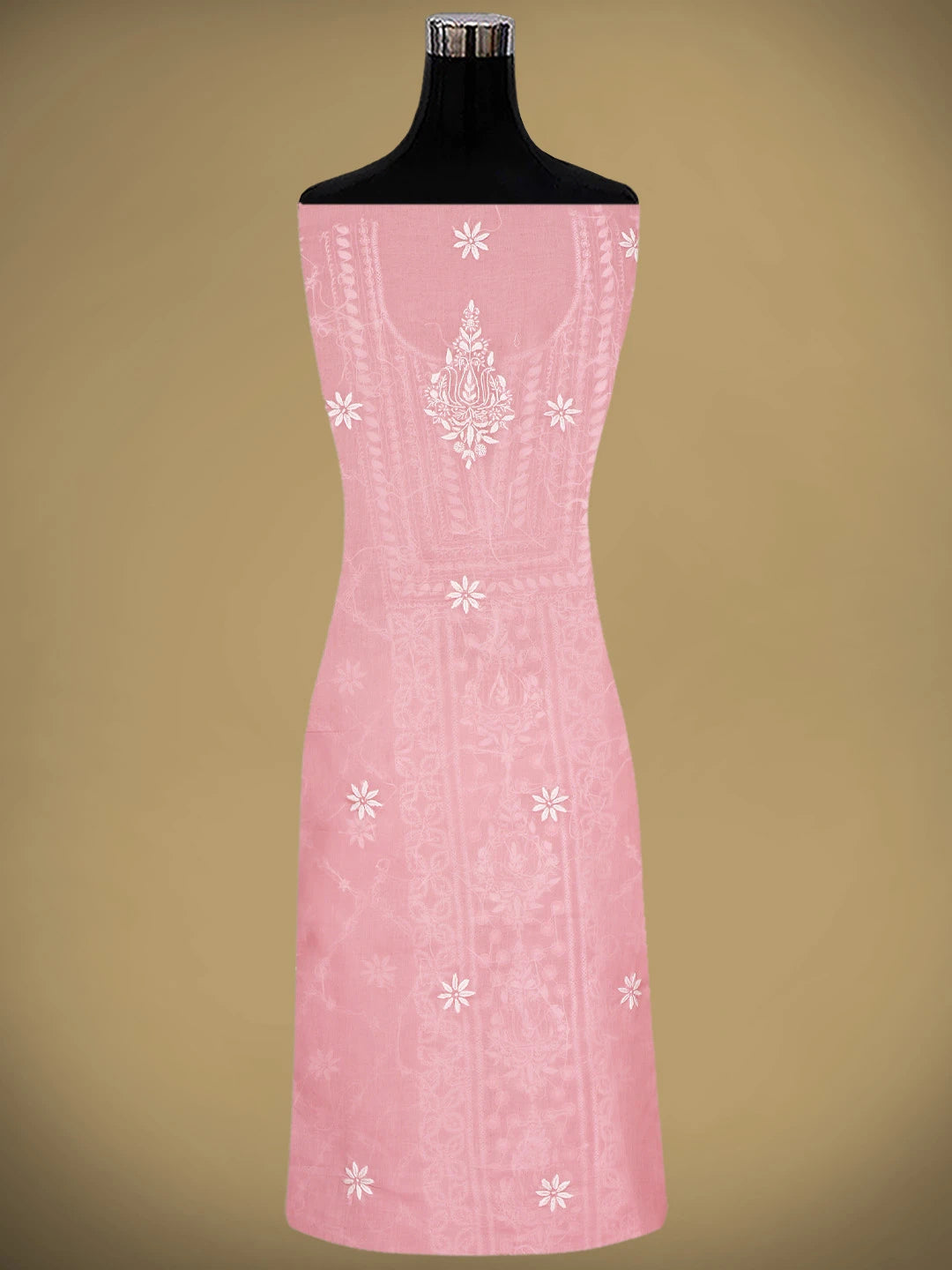 Ada Hand Embroidered Peach Cotton Lucknowi Chikankari Unstitched Suit Piece 01A914962