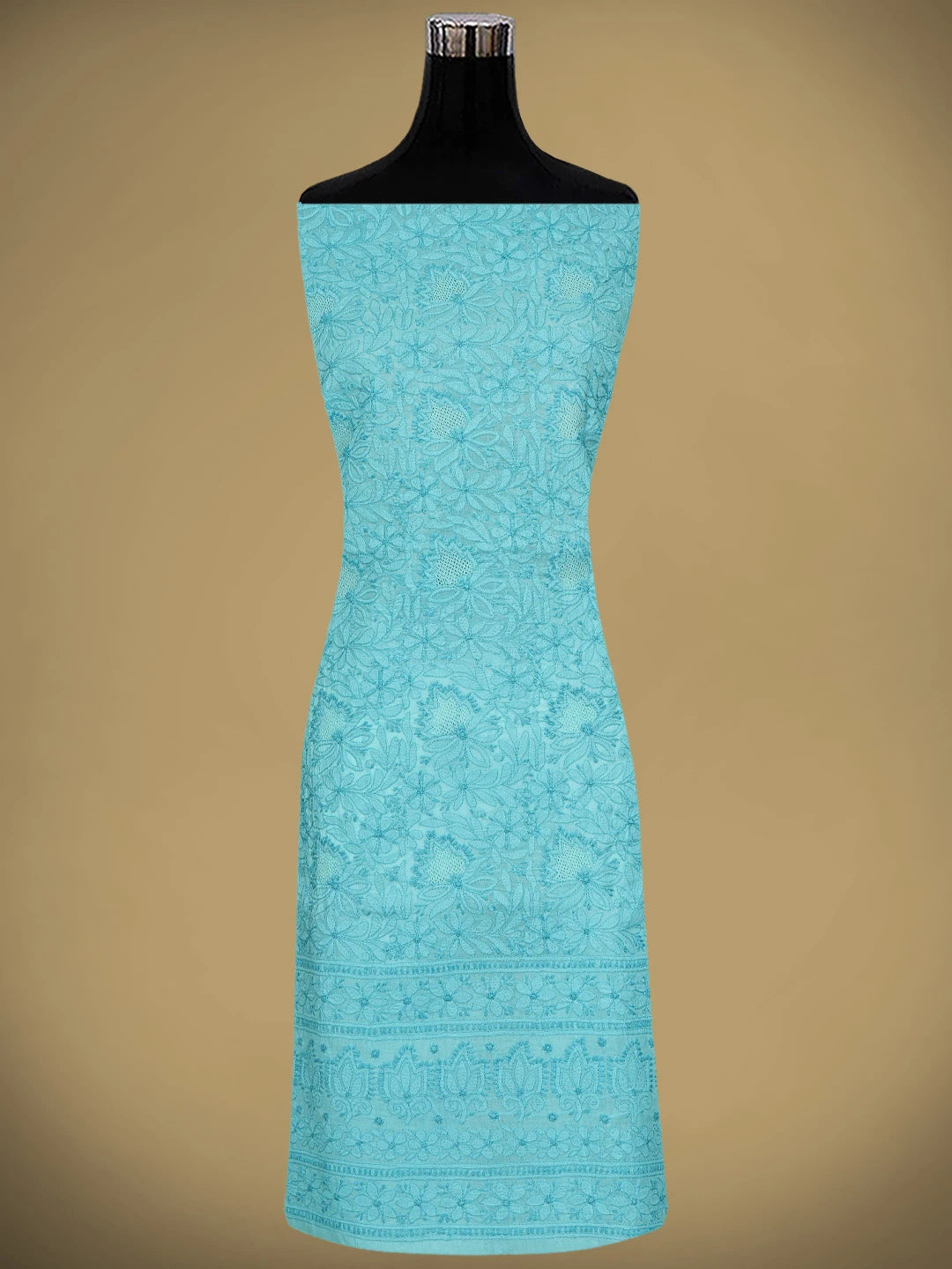 Ada Hand Embroidered Blue Cotton Lucknowi Chikankari Unstitched Suit Piece 01A911253