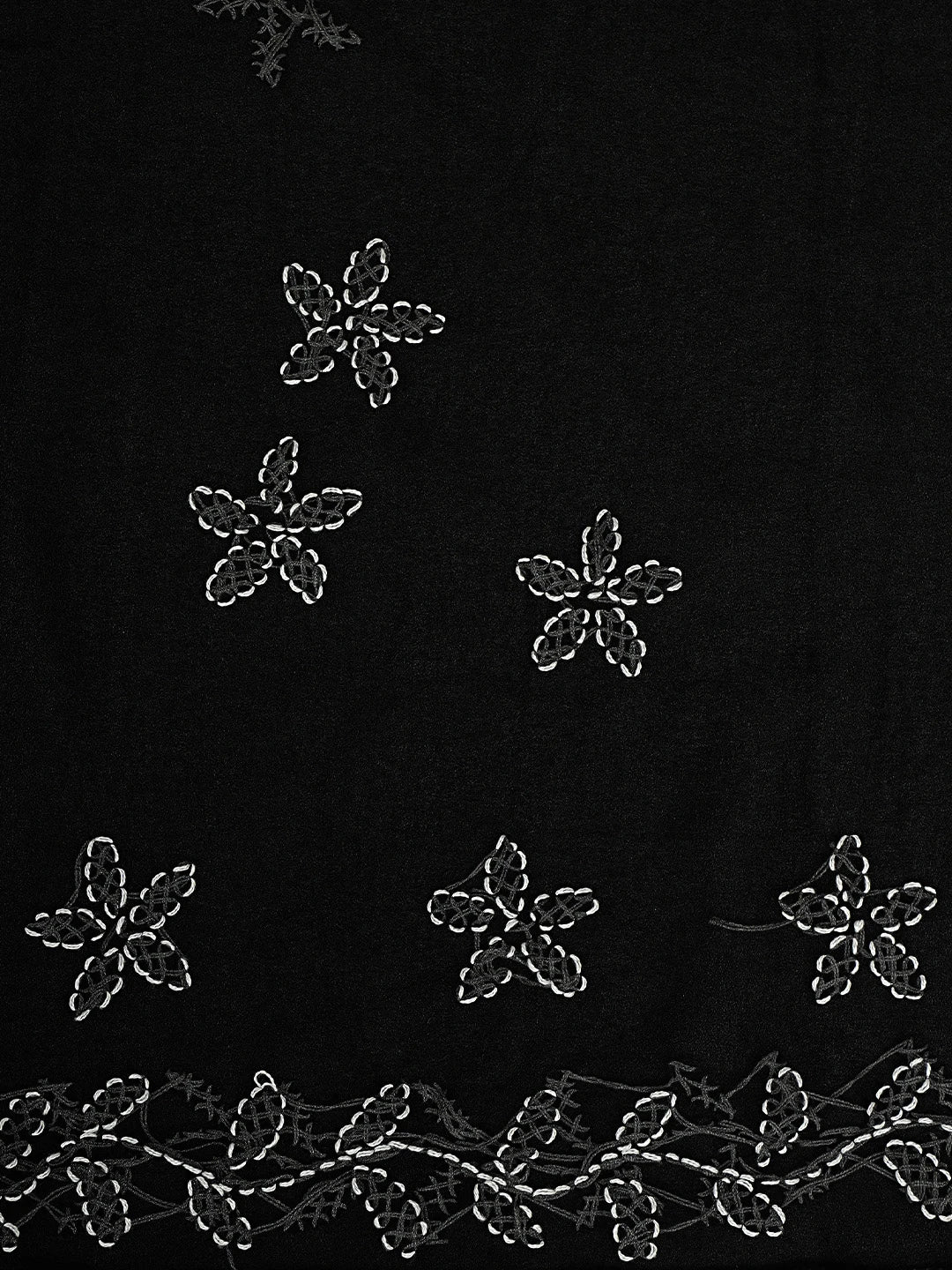 Ada Hand Embroidered Black Georgette Lucknowi Chikankari Saree and Blouse 01A916543
