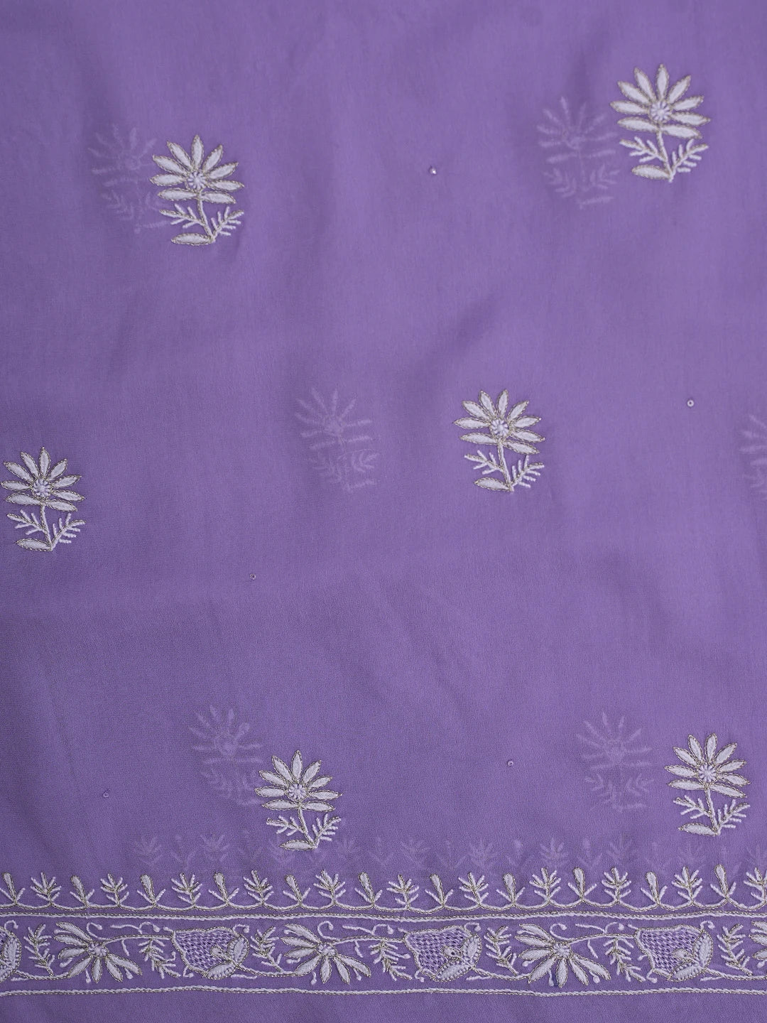 Ada Hand Embroidered Mauve Pure Georgette Lucknowi Chikankari Unstitched Kurta Dupatta Set With Zari Work 08A500876