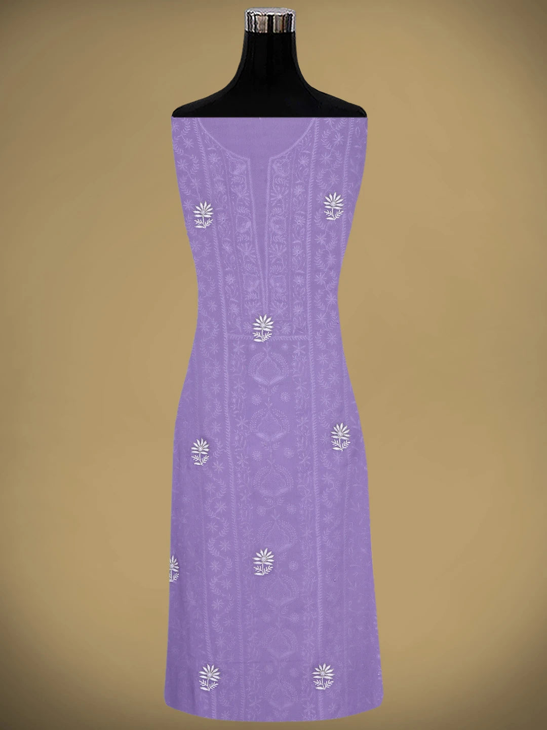 Ada Hand Embroidered Mauve Pure Georgette Lucknowi Chikankari Unstitched Kurta Dupatta Set With Zari Work 08A500876