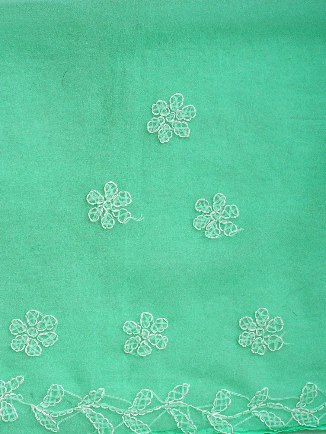 Ada Hand Embroidered Sea Green Georgette Lucknowi Chikankari Saree and Blouse 01A916547