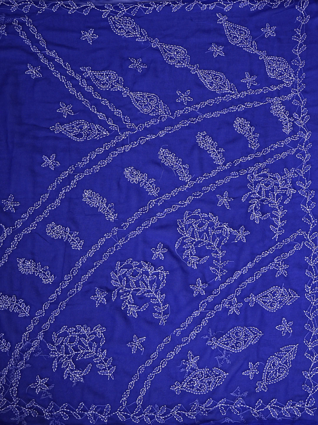 Ada Hand Embroidered Royal Blue Georgette Lucknowi Chikankari Saree and Blouse 01A916544
