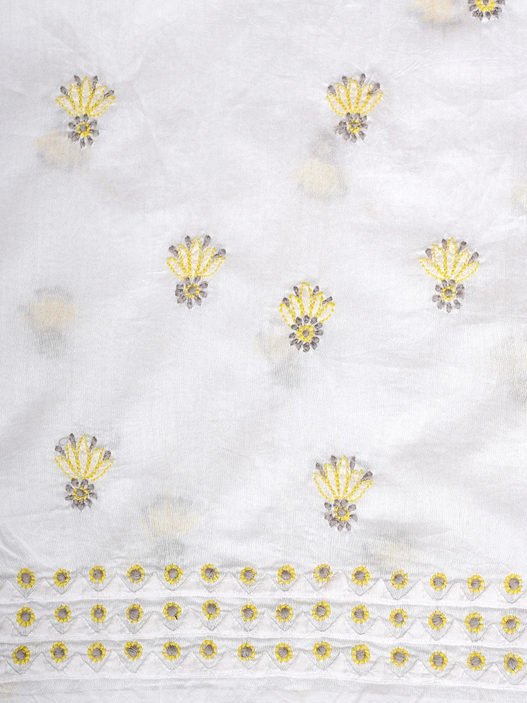 Ada Hand Embroidered Cream Chanderi Lucknowi Chikankari Kurta Dupatta Set 01A904808